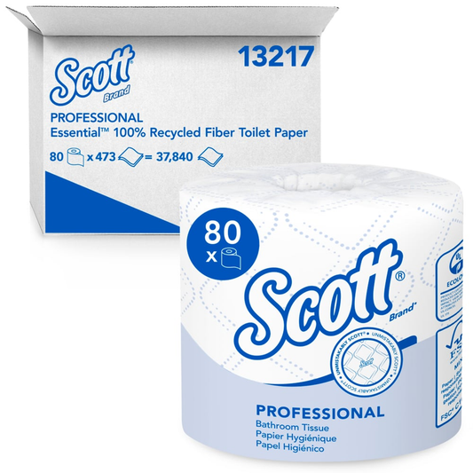 Scott Professional 100% Recycled Fiber 2-Ply Bathroom Tissue, 80/473sh