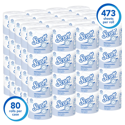 Scott Professional 100% Recycled Fiber 2-Ply Bathroom Tissue, 80/473sh