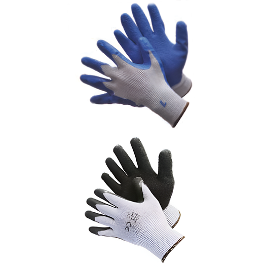 10 Gauge Grey String Knit With Blue Textured Latex Coating