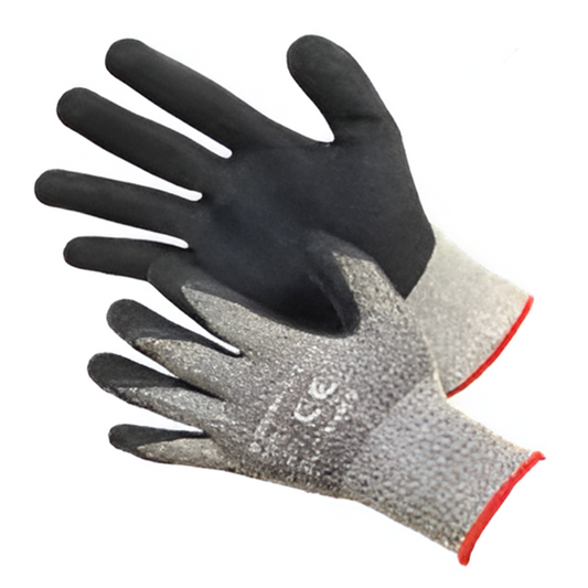 13 Gauge Cotton & Spandex Shell With Black Wrinkle Latex Coated on Palm, One Pair Tagged